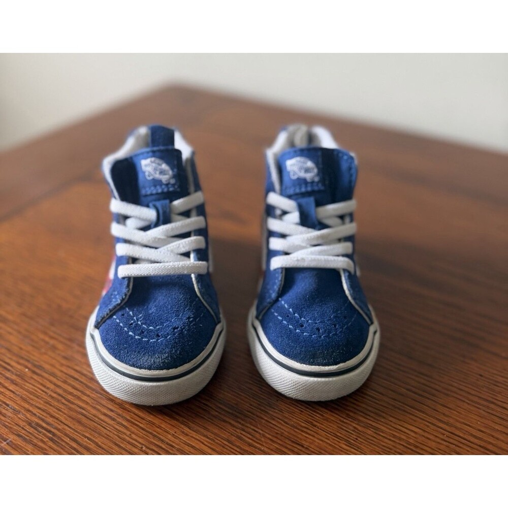 Vans Sk8-Hi Sneakers Toddler Size 6T Blue/Red Checker Zip Shoes